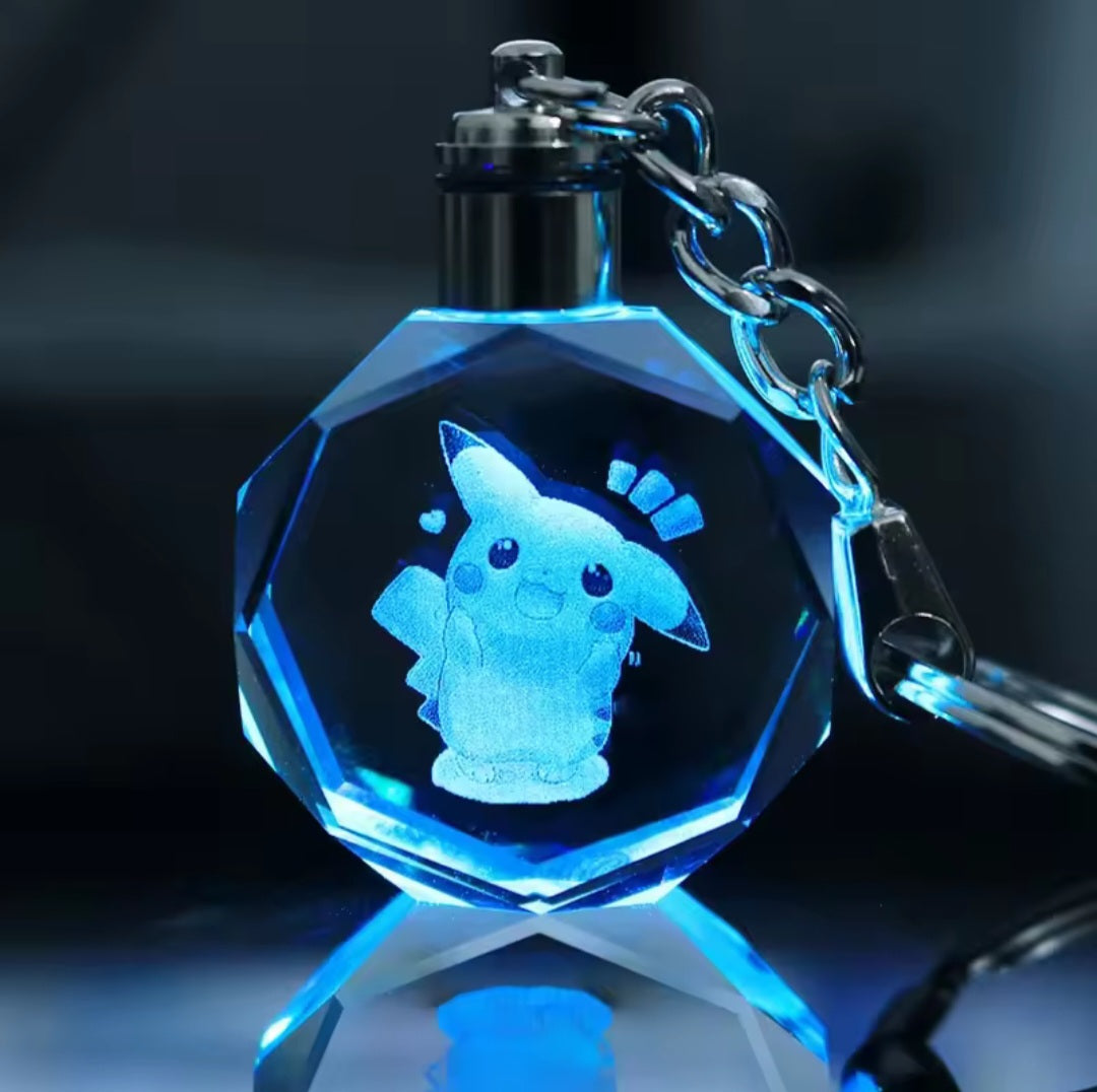 Llavero de lámpara de cristal Pokémon: accesorio colgante brillante