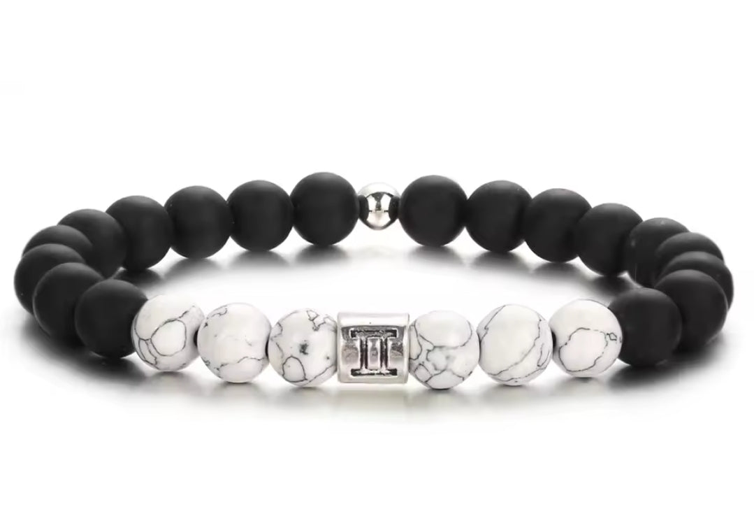 Black & White Zodiac Beaded Bracelet