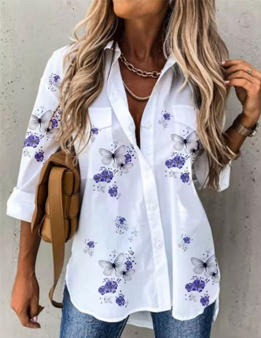 Women's Printed Loose Long Sleeve Shirt – Effortless Style & Comfort